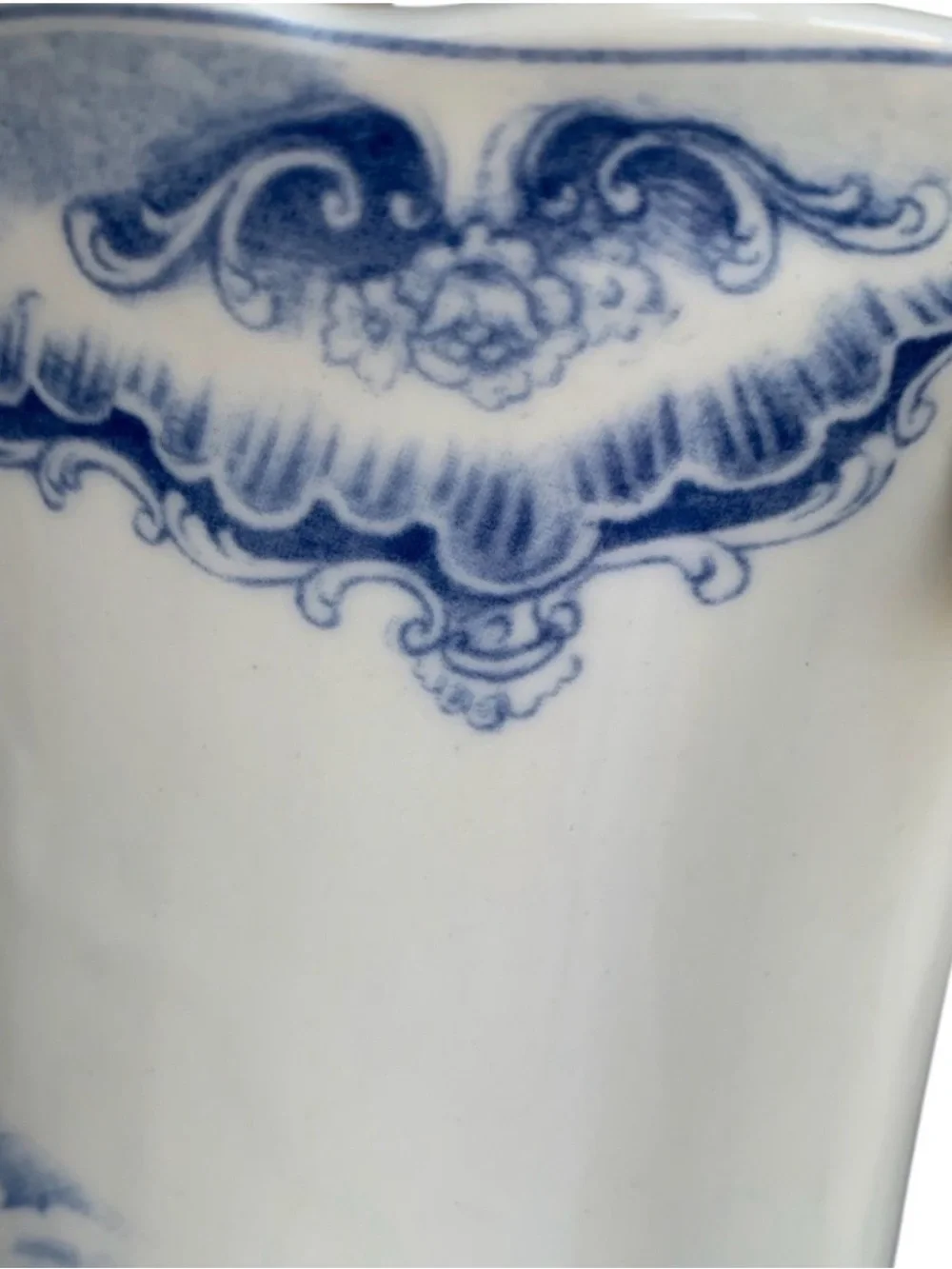 LINDA DANO Vintage Pitcher Vase Blue White Castle Ceramic QVC Cottagecore Rare